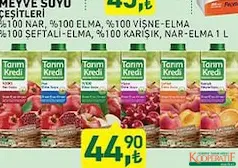 TARIM KREDİ MEYVE SUYU ÇEŞİTLERİ 1 L fiyat ve kampanya bilgisi